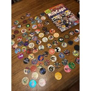 VTG 90's Lot 90+ POGS + Official Game Pad Mixed Variety Milk Caps NBA Pepsi Slam